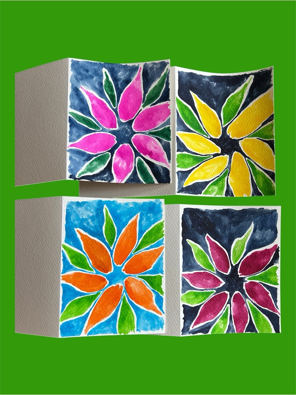 🆓 (2) Handmade Watercolour Floral Cards